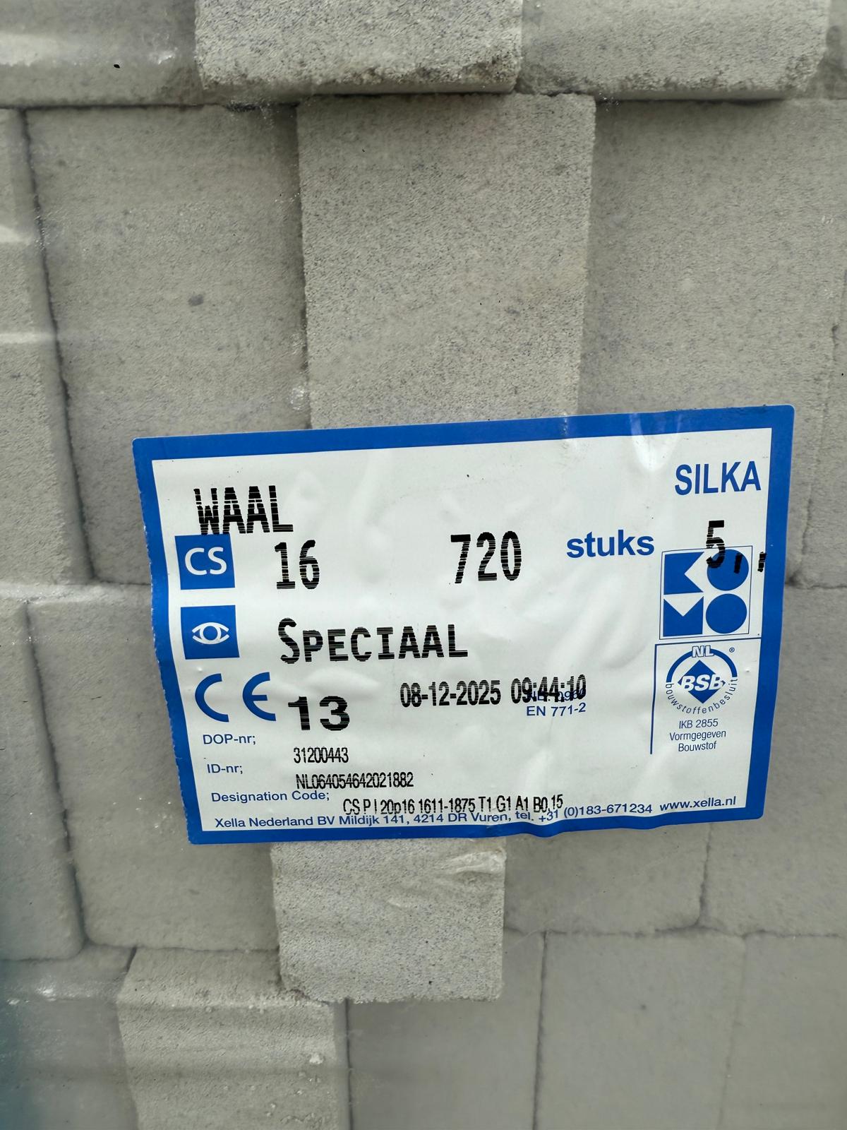 Kalkzandsteen Waalformaat 214x102x55mm