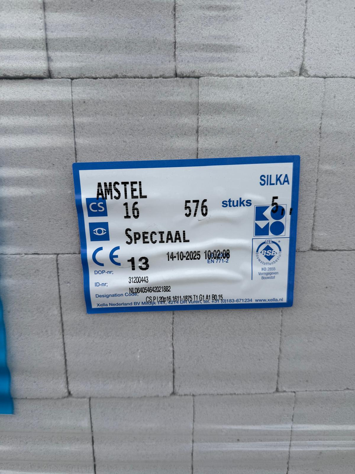 Kalkzandsteen Amstelformaat 214x102x72mm